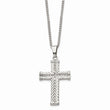 Stainless Steel Fancy Textured Cross Pendant Necklace