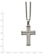 Stainless Steel Fancy Textured Cross Pendant Necklace