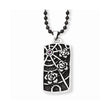 Stainless Steel Spider Web w/ Flowers & CZ Antiqued Necklace