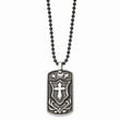 Stainless Steel Antiqued Cross Dog Tag Pendant Necklace