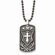 Stainless Steel Antiqued Cross Dog Tag Pendant Necklace