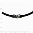 Stainless Steel Black Rubber Cord 19in Necklace