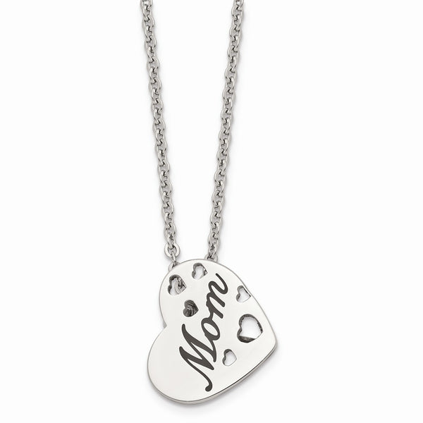 Stainless Steel Mom Heart Slide Pendant Necklace