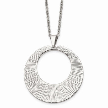 Stainless Steel Textured Pendant Necklace