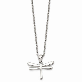 Stainless Steel Polished Dragonfly Pendant Necklace