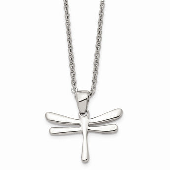 Stainless Steel Polished Dragonfly Pendant Necklace