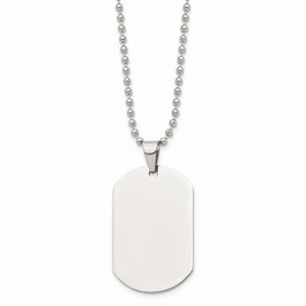 Stainless Steel Polished Dog Tag Pendant Necklace