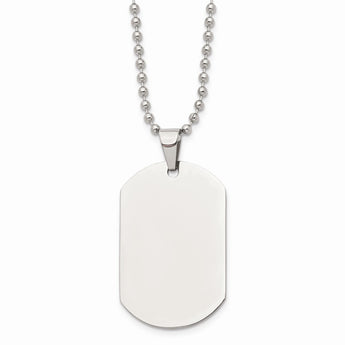 Stainless Steel Polished Dog Tag Pendant Necklace