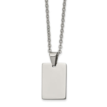 Stainless Steel Engravable Dog Tag Pendant Necklace