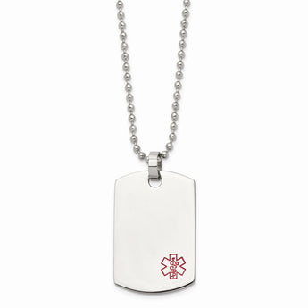 Stainless Steel Dog Tag Medical Pendant Necklace