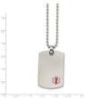 Stainless Steel Dog Tag Medical Pendant Necklace