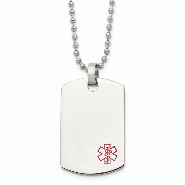 Stainless Steel Dog Tag Medical Pendant Necklace