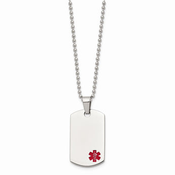 Stainless Steel Small Dog Tag Medical Pendant Necklace