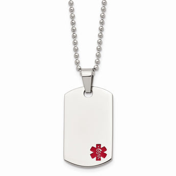 Stainless Steel Small Dog Tag Medical Pendant Necklace