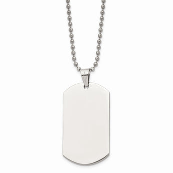 Stainless Steel Polished Dog Tag Pendant Necklace