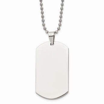 Stainless Steel Polished Dog Tag Pendant Necklace