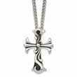 Stainless Steel Antiqued Fancy Scroll Cross Pendant Necklace