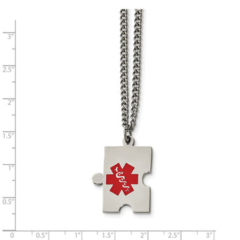 Stainless Steel Puzzle Piece Medical Pendant Necklace