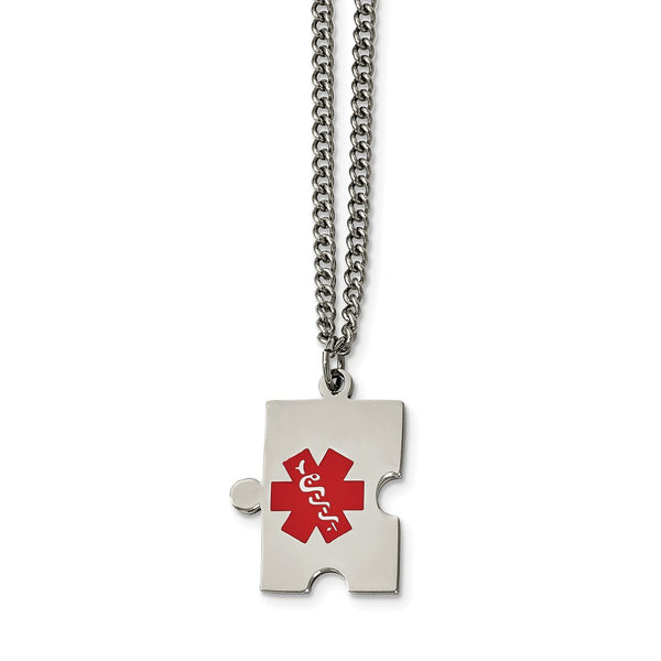Stainless Steel Puzzle Piece Medical Pendant Necklace