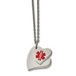 Stainless Steel Double Heart Medical Pendant 18in Necklace