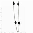 Stainless Steel IP Black-plated Beads 62in Necklace