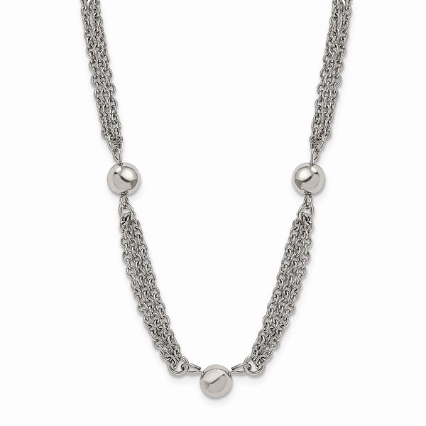 Stainless Steel Multi-strand w/ Beads 28in Necklace
