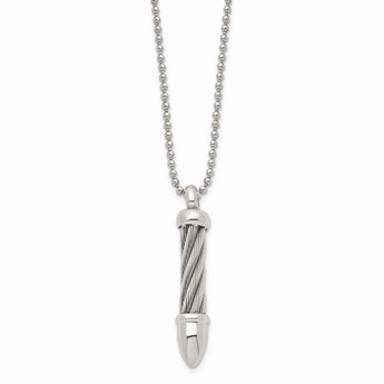 Stainless Steel Twisted Wire Bullet 24in Necklace