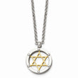 Stainless Steel Polished & Gold IP-plated Star of David Necklace