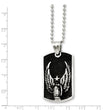 Stainless Steel Antiqued Wings Dog Tag Pendant Necklace