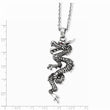 Stainless Steel Antiqued Dragon with Red CZ Eye with ext Necklace
