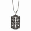 Stainless Steel Black Enamel & Cross Dog Tag Necklace