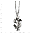 Stainless Steel Antiqued Snake 22in Necklace