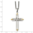 Stainless Steel Polished & Yellow IP-plated Cross Necklace