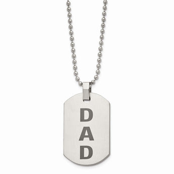 Stainless Steel Polished and Lasered DAD Dog Tag Necklace