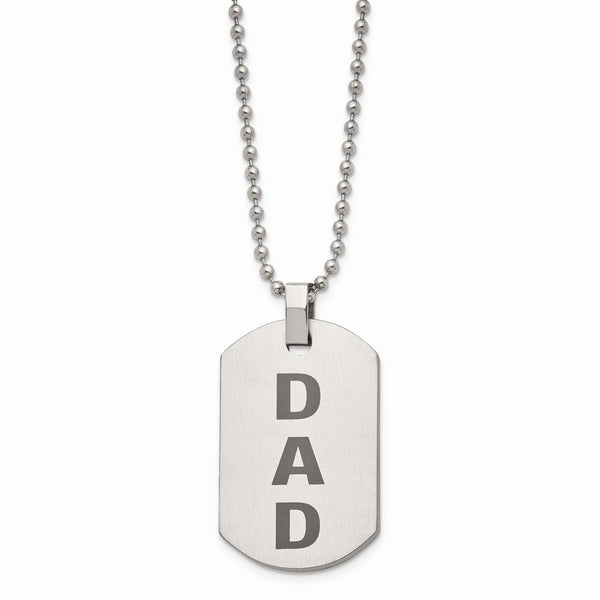 Stainless Steel Polished and Lasered DAD Dog Tag Necklace
