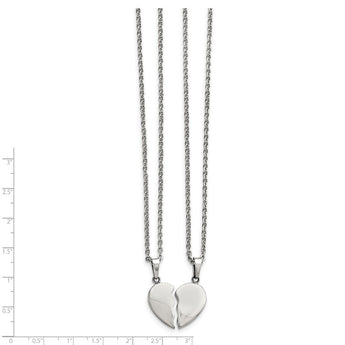 Stainless Steel Polished 1/2 Heart Necklace Set