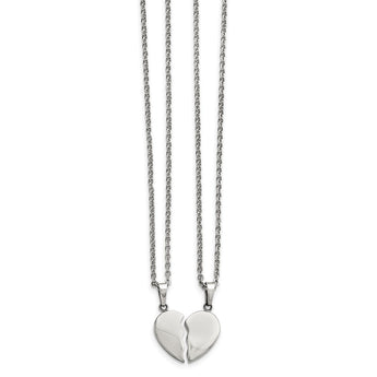 Stainless Steel Polished 1/2 Heart Necklace Set