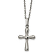 Stainless Steel Polished Cross Earring and 18in w/2in ext Necklace Set