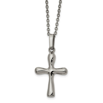 Stainless Steel Polished Cross Earring and 18in w/2in ext Necklace Set