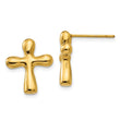Stainless Steel Polished IP Yellow plated Cross Earring and 18in Necklace S