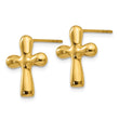 Stainless Steel Polished IP Yellow plated Cross Earring and 18in Necklace S