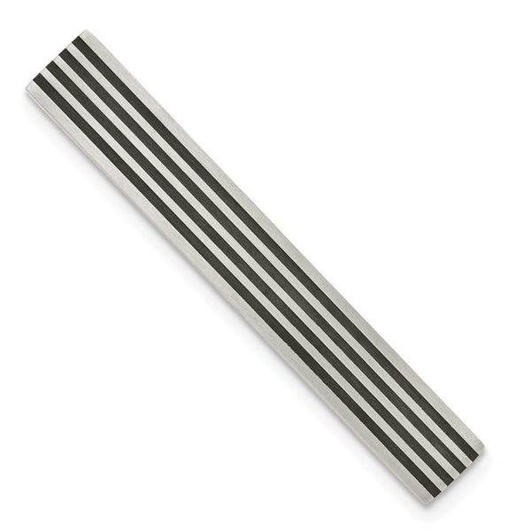 Stainless Steel Brushed Black Rubber Tie Bar