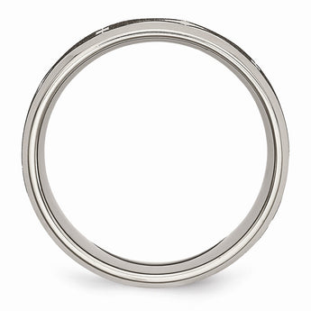 Titanium Beveled Edge 8mm Laser Design Brushed & Polished Band