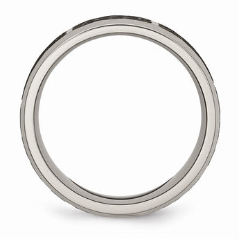 Titanium Beveled Edge 8mm Laser Design Brushed & Polished Band