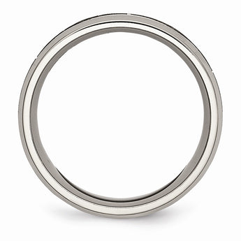 Titanium Beveled Edge 8mm Laser Design Brushed & Polished Band