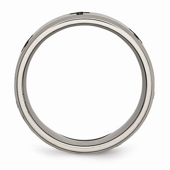 Titanium Beveled Edge 8mm Laser Design Brushed & Polished Band