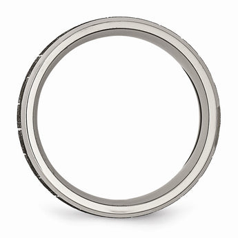 Titanium Beveled Edge 8mm Laser Design Brushed & Polished Band