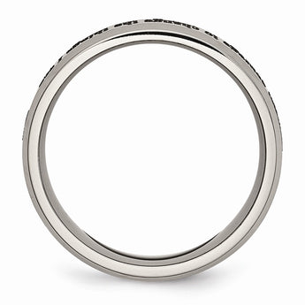 Titanium Beveled Edge 8mm Laser Design Brushed & Polished Band