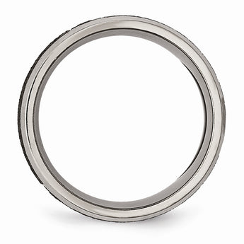 Titanium Beveled Edge 8mm Laser Design Brushed & Polished Band