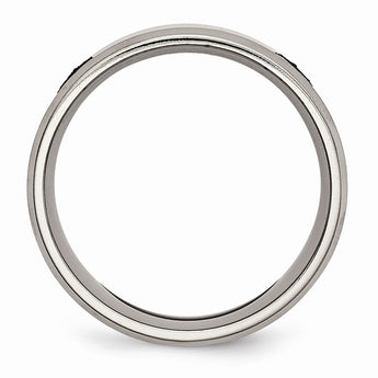 Titanium Beveled Edge 8mm Laser Design Brushed & Polished Band